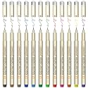 01 Micro Pen, Fine Point Pen with 12 Colors, Waterproof Archival Ink, 0.25mm Fineliner Ink Pens for Artist Illustration, Sketching, Anime, Manga, Technical Drawing and Scrapbooking