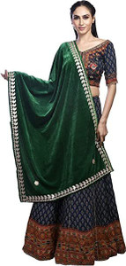 chaukhat velvet embellished floral print embroidered women dupatta