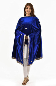 chaukhat velvet embellished floral print embroidered blue women dupatta