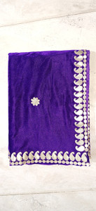 chaukhat velvet embellished floral print embroidered purple women dupatta