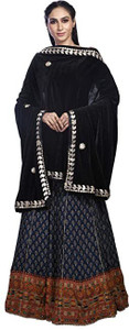chaukhat velvet embellished floral print embroidered women dupatta