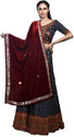 Chaukhat Velvet Embellished, Floral Print, Embroidered Maroon Women Dupatta