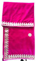 Chaukhat Velvet Embellished, Floral Print, Embroidered Pink Women Dupatta