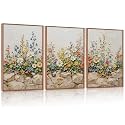 CHDITB 3D Colorful Wildflower Wall ArtNeutral Rustic