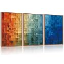CHDITB 3D Textured Gradient Block Wall Art