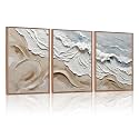 CHDITB 3D Textured Ocean Wave Wall ArtBeige