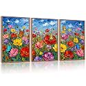CHDITB 3D Textured Poppy Floral Wall ArtButterfly