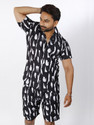 CHEAPSHIRTS Men Printed Black Night Suit Set