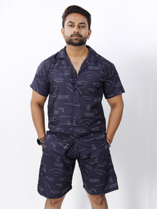 CHEAPSHIRTS Men Night Suit Set Dark Blue