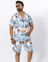 CHEAPSHIRTS Men Printed Light Blue Multicolor Night