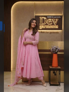 CHECHI Embroidered Kurta Palazzo Dupatta Set