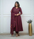 CHECHI Embroidered Kurta Palazzo Dupatta Set