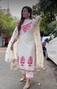 CHECHI Embroidered Kurta Palazzo Dupatta Set