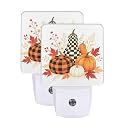 Checked Pumpkins Night Light Dusk-to-Dawn Set of 2