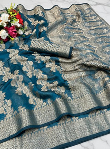 fabwomen checkered mysore art silk saree with unstitched blouse