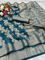 Fabwomen Checkered Mysore Art Silk Saree with Unstitched Blouse