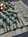 Fabwomen Checkered Mysore Art Silk Saree with Unstitched Blouse