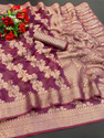 Fabwomen Checkered, Embroidered Mysore Art Silk Saree with Unstitched Blouse