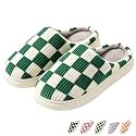 Checkered Slippers for Women and Men - Fuzzy House Slippers with Memory Foam, Comfy Plush Fluffy Indoor House Shoes, Cozy Warm Slip on Bedroom Slippers with Non-Slip Sole