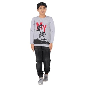 CHECKERSBAY Boys Cotton Printed Full Sleeve T-Shirt