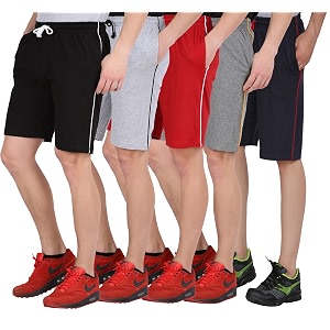 CHECKERSBAY Boys Cotton Shorts5BS00-BLGRRDCHNA BlackGreyRedCharcoalNavy Pack of