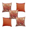 Checks Rust Gold Sequin Cushion Covers Size