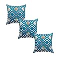 Checks Turqoise Silver Sequin Cushion Covers Size