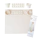 Silicone Craft Mat for Kids Painting – Creator Craft Mat V2.0 with Built-in Collapsible Brush Cleaning Cup | Nonstick Art Mat for Crafts, Resin, Clay &amp; Playdough | Cheek's Paper Room 15" x 17"-Oatmilk