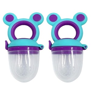 pack of 2 baby fresh fruit vegetable food feeder rattle massaging mesh silicone soothers teether and feeder design 3