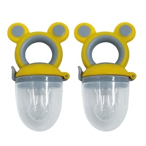 pack of 2 baby fresh fruit vegetable food feeder rattle massaging mesh silicone soothers teether and feeder design 1