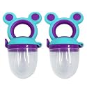 Pack of 2 Baby Fresh Fruit Vegetable Food Feeder Rattle Massaging Mesh Silicone Soothers Teether and Feeder (Design 3)