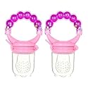 Pack of 2 Baby Fresh Fruit Vegetable Food Feeder Rattle Massaging Mesh Silicone Soothers Teether and Feeder (Design 5)