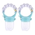 Pack of 2 Baby Fresh Fruit Vegetable Food Feeder Rattle Massaging Mesh Silicone Soothers Teether and Feeder (Design 4)