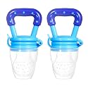 Pack of 2 Baby Fresh Fruit Vegetable Food Feeder Rattle Massaging Mesh Silicone Soothers Teether and Feeder (Design 8)