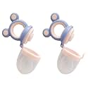 Pack of 2 Baby Fresh Fruit Vegetable Food Feeder Rattle Massaging Mesh Silicone Soothers Teether and Feeder (Design 2)