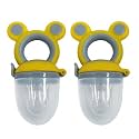 Pack of 2 Baby Fresh Fruit Vegetable Food Feeder Rattle Massaging Mesh Silicone Soothers Teether and Feeder (Design 1)