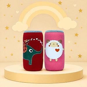 the cheeky kidzz soft reusable baby feeding bottle cover sleeve animal printed suitable for 120ml 150ml 220ml 240ml feeding milkwater feeder bottlespack of 2 pink sheep