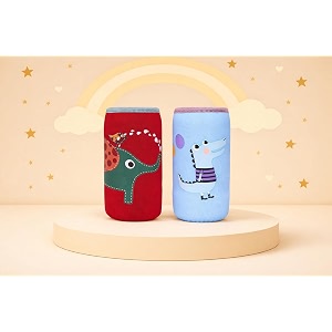 the cheeky kidzz soft reusable baby feeding bottle cover sleeve animal printed suitable for 120ml 150ml 220ml 240ml slim neck milk feeder bottles pack of 2 crocodile-elephnat