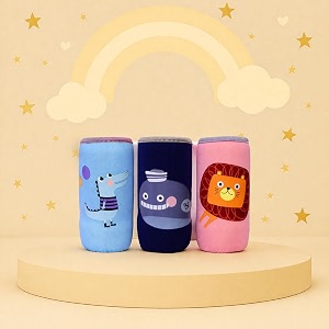 the cheeky kidzz stretchable soft reusable baby feeding bottle cover sleeve animal printed with holding strap suitable for 120ml 150ml 220ml 240ml feeding milkwater feeder bottlespack of 3