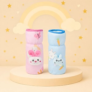 the cheeky kidzz stretchable soft velvet plush attractive cartoon overall multi prints baby feeding bottle cover with holding strap suitable for 150ml 220ml 240ml 250ml feeding bottlespack of 2multi-colors