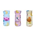 The Cheeky Kidzz Stretchable Soft Velvet Plush Attractive Overall Cartoon Prints Baby Feeding Bottle Cover with Holding Strap Suitable for 150ml 220ml 240ml 250ml Feeding Bottles(Pack of 3;BLUE,PINK,YELLOW)