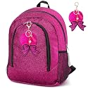 Cheer Backpack Bags with Bow Keychain,Glitter,Hot Pink,Large