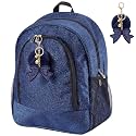 Cheer Backpack Bags with Bow Keychain,Glitter,Navy Blue,Large