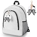 Cheer Backpack Bags with Bow Keychain,Glitter,Silver,Large