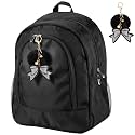 Cheer Backpack Bags with Bow Keychain,Smooth,Black,Large