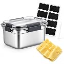 Cheese Container for Refrigerator,Cheese Stainless Steel Container with Lids,Deli Meat Saver,Kitchen Storage Keeper box,fridge organizer Stackable Sliced Grated,Shredded,Cheddar Cheeses Holder