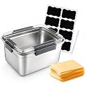 Cheese Container for Refrigerator,Stainless Steel Cheese Container with Lids,Deli Meat Saver,Kitchen Storage Keeper,Fridge Organizer Stackable Sliced Grated,Shredded,Cheddar Cheeses Holder Box