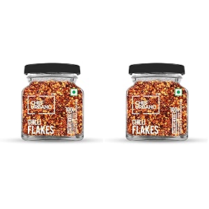 chef urbano chilli flakes 100 g  natural  dried red chilly  aromatic spicy dried pizzapasta seasoning  premium herbs and spices  glass bottle pack of 2