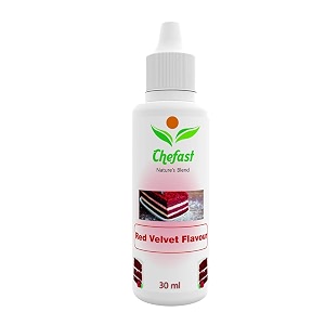chefast red velvet flavour baking essence for cake ice-cream chocolates milkshakes- 30ml  use 2-3 drops essence for 250 grm cake this is flavour only not a color