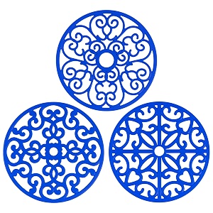 chefbee 3pcs heat resistant silicone trivet mats for hot dishes blue